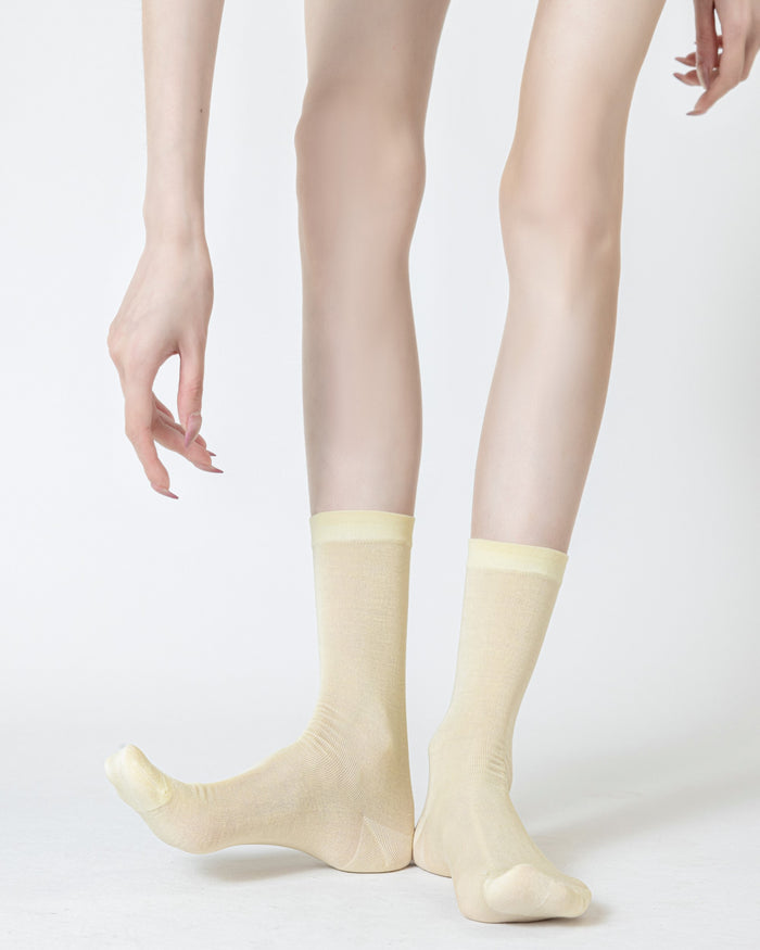 Womens Crew Socks Mulberry Silk Blend Cooling Comfortable Fashion Styling