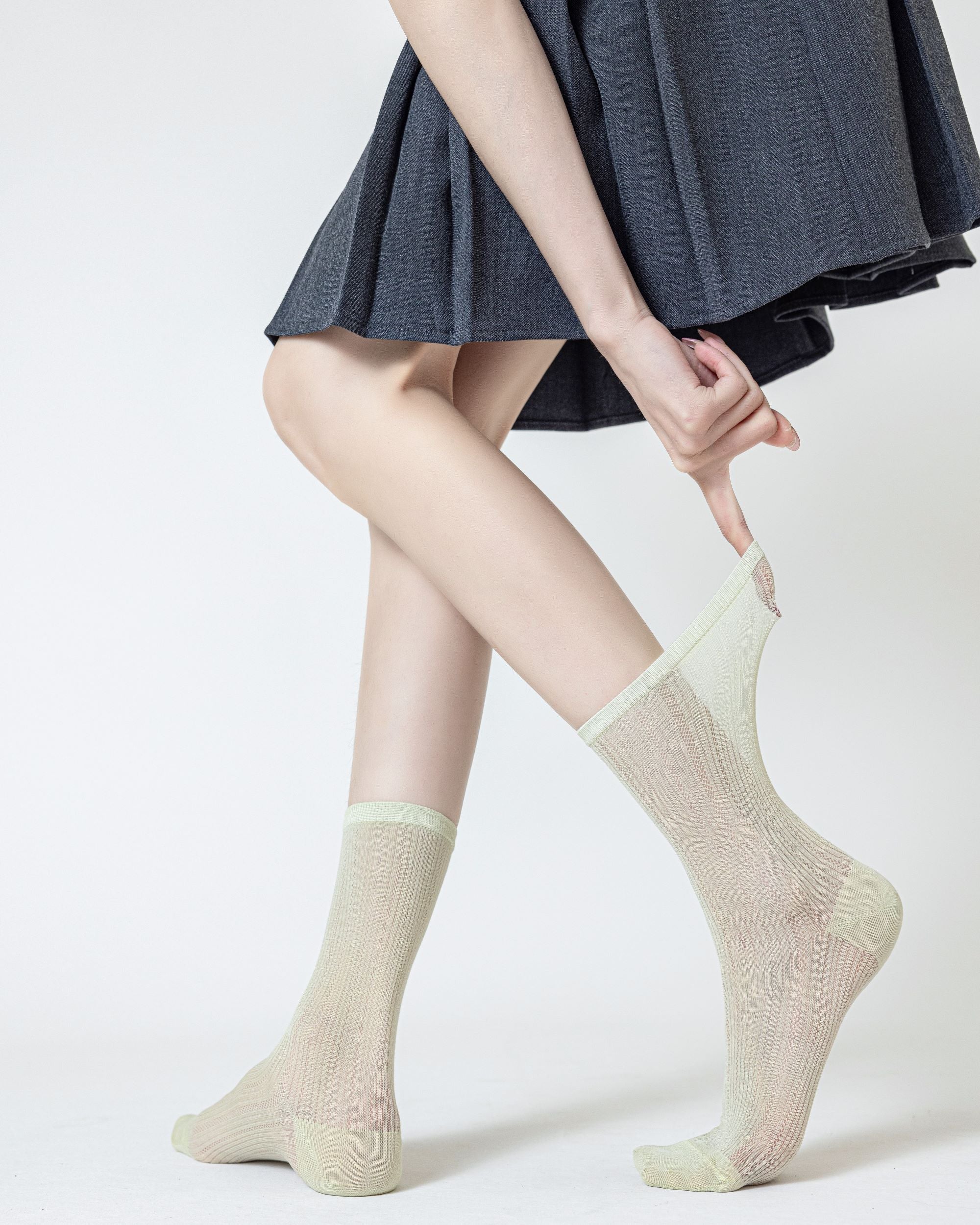 Womens Crew Socks Mulberry Silk Blend Cooling Fashion Styling Comfortable - SWEET NANA