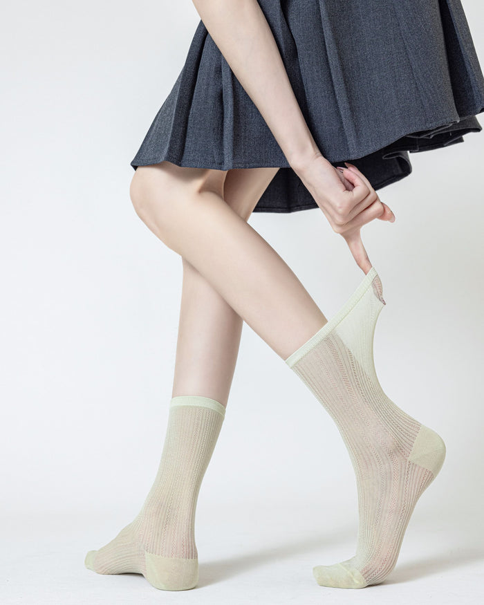 Womens Crew Socks Mulberry Silk Blend Cooling Fashion Styling Comfortable