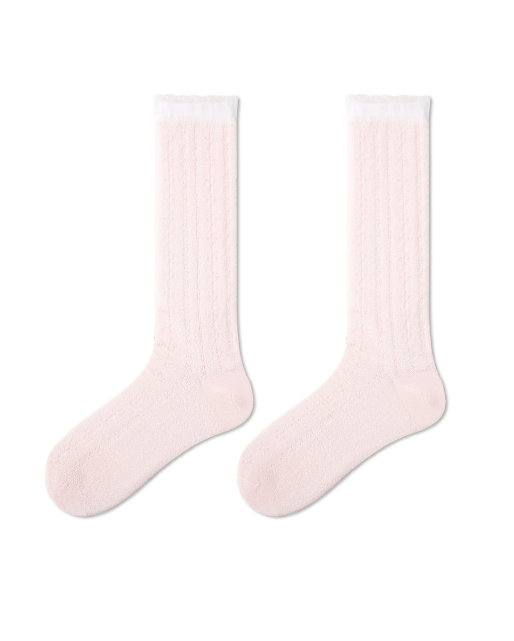 Womens Crew Socks Pastel Pink Blue Ruffle Ribbed Slouchy Everyday