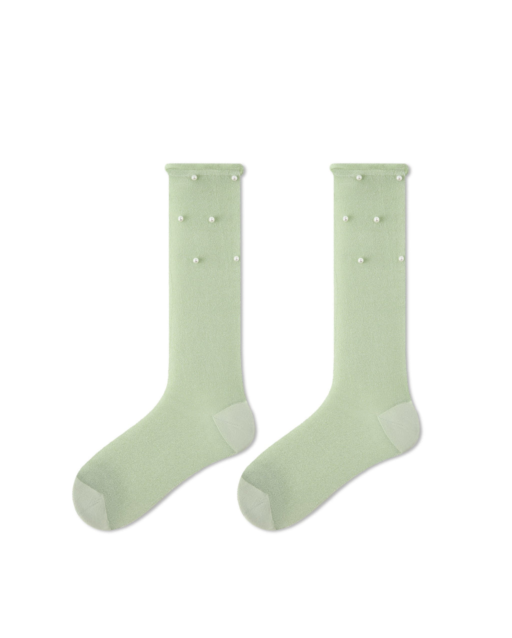 Womens Crew Socks Pearl Decor Ruffle Cuff Slouchy Sheer Everyday