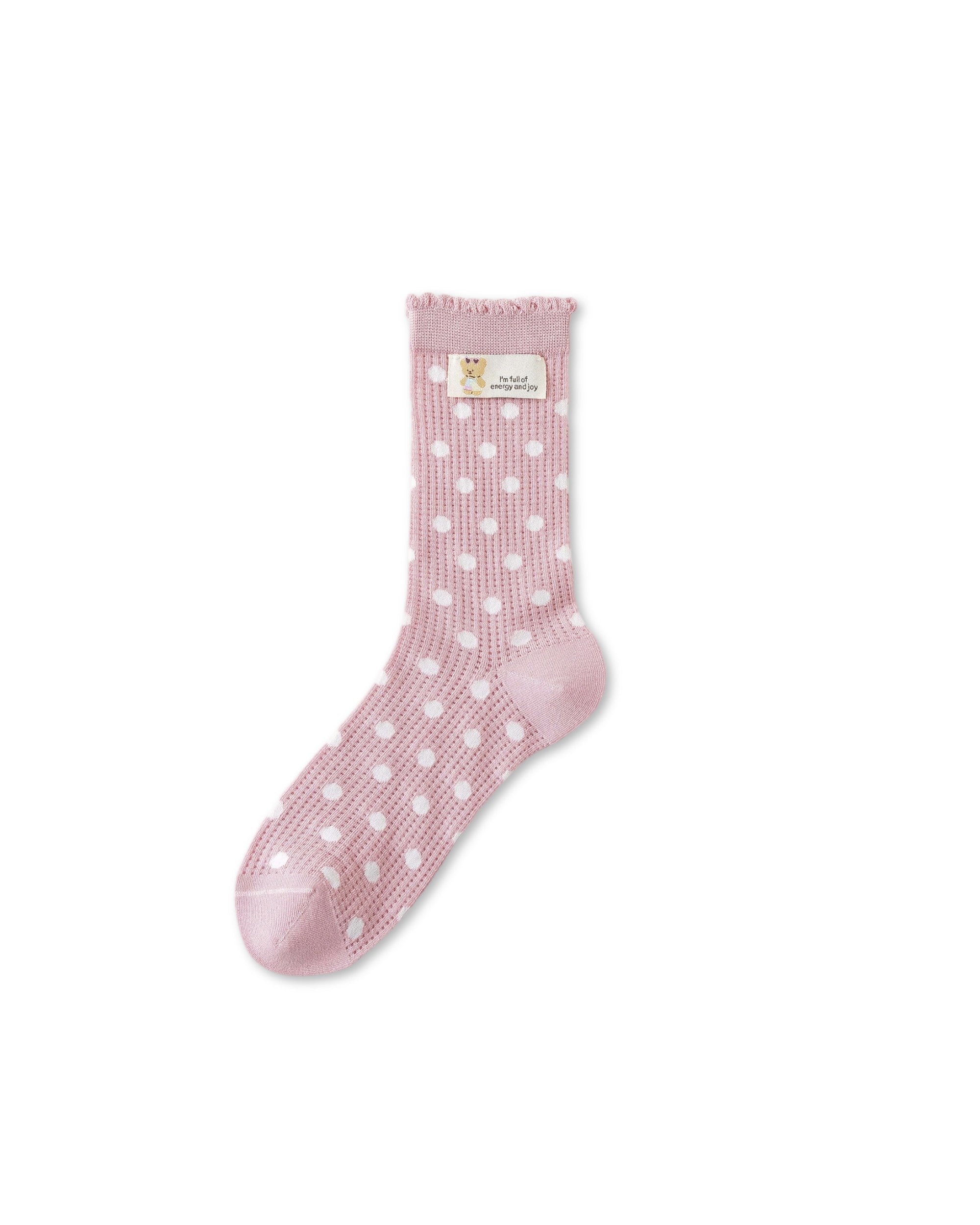 Womens Crew Socks Polka Dot Lace Trim Casual Everyday Style
