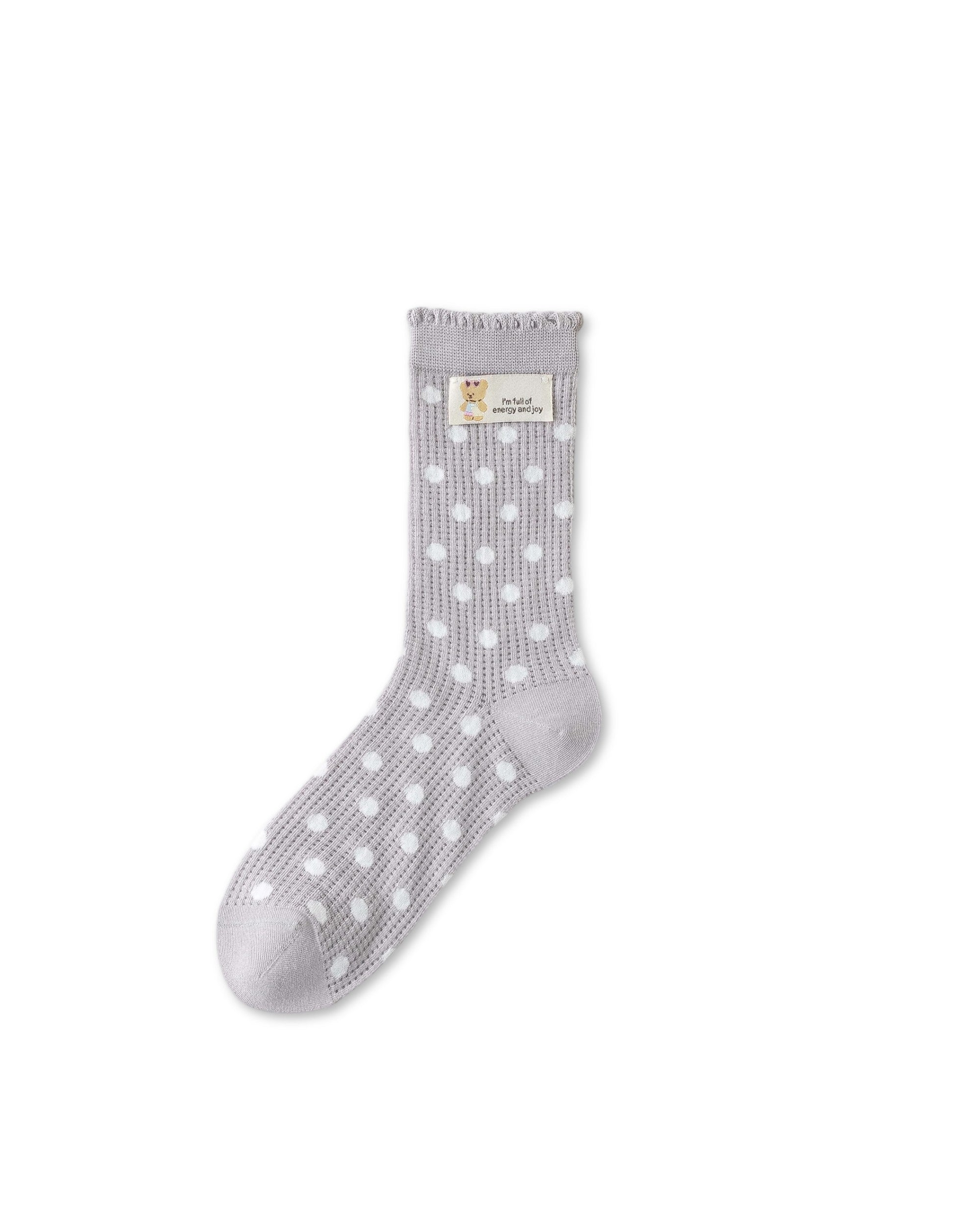 Womens Crew Socks Polka Dot Lace Trim Casual Everyday Style