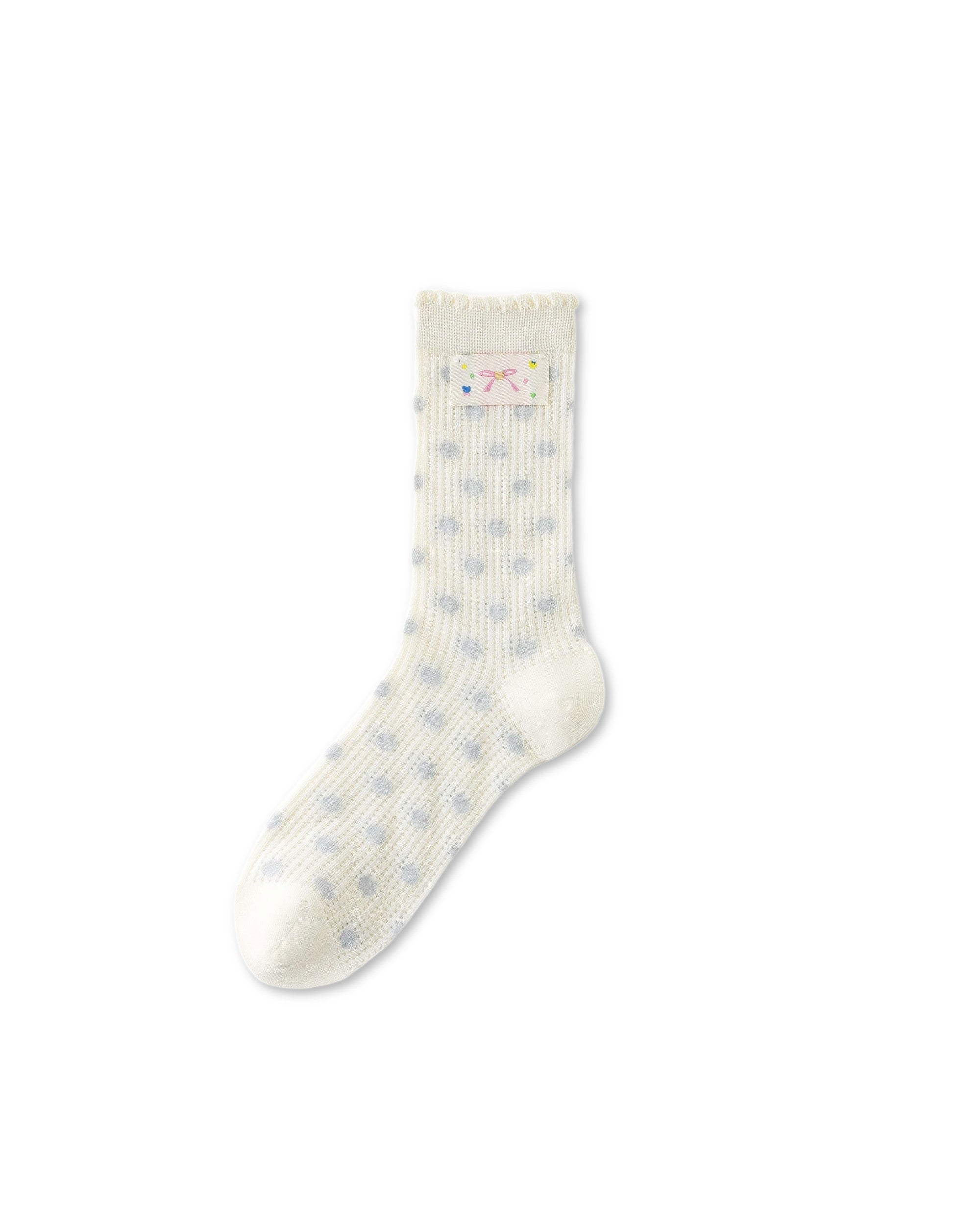 Womens Crew Socks Polka Dot Lace Trim Casual Everyday Style