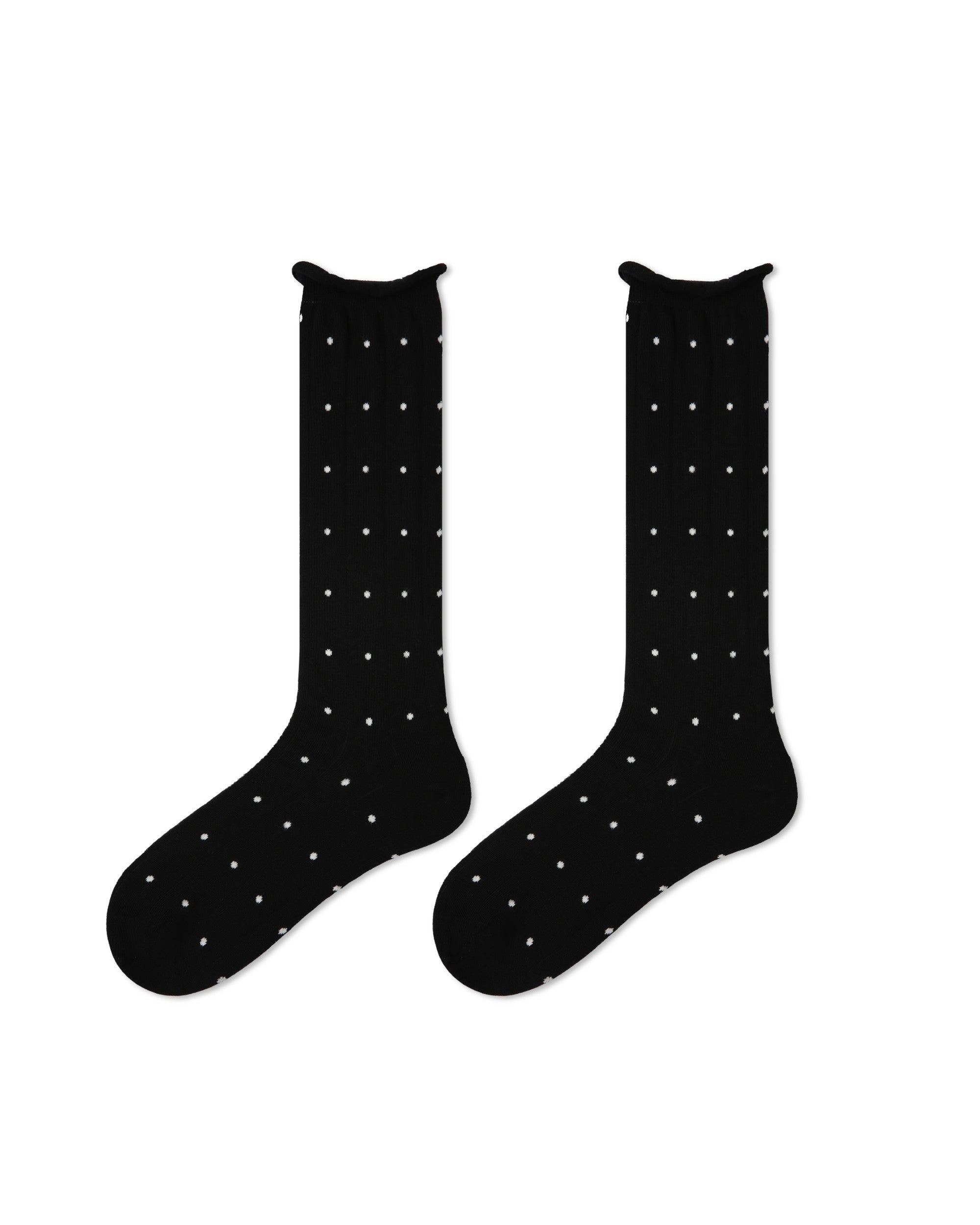Womens Crew Socks Polka Dot Slouchy Color Contrast Everyday Combed Cotton