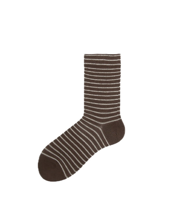 Womens Crew Socks Retro Tone Stripe Ribbed Casual Socks - SWEET NANA