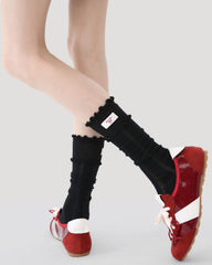 Womens Crew Socks Ruffle Polka Dot Slouchy Contrast Everyday
