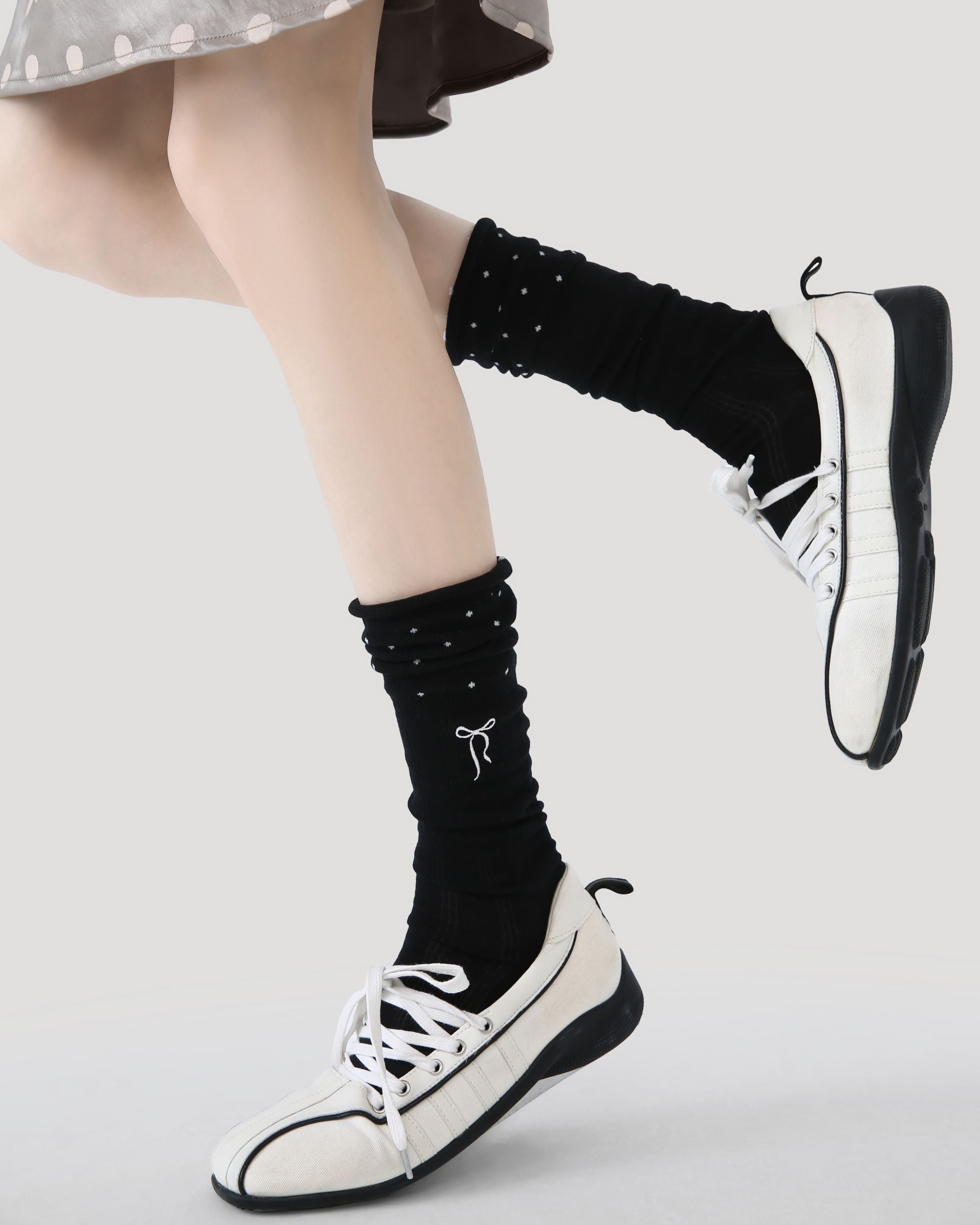 Womens Crew Socks Star Bow Pattern Slouchy Contrast Everyday Combed Cotton Secondary image