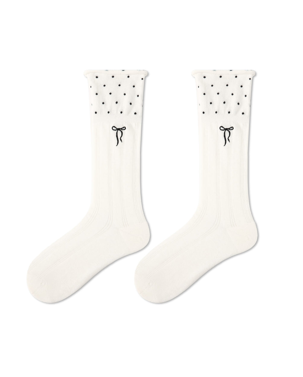 Womens Crew Socks Star Bow Pattern Slouchy Contrast Everyday Combed Cotton
