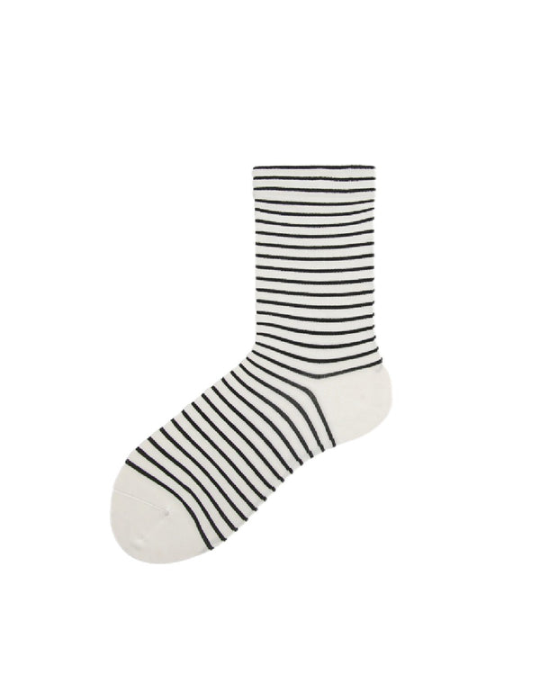 Womens Crew Socks Stripe Silk Blend Ribbed Casual Socks - SWEET NANA