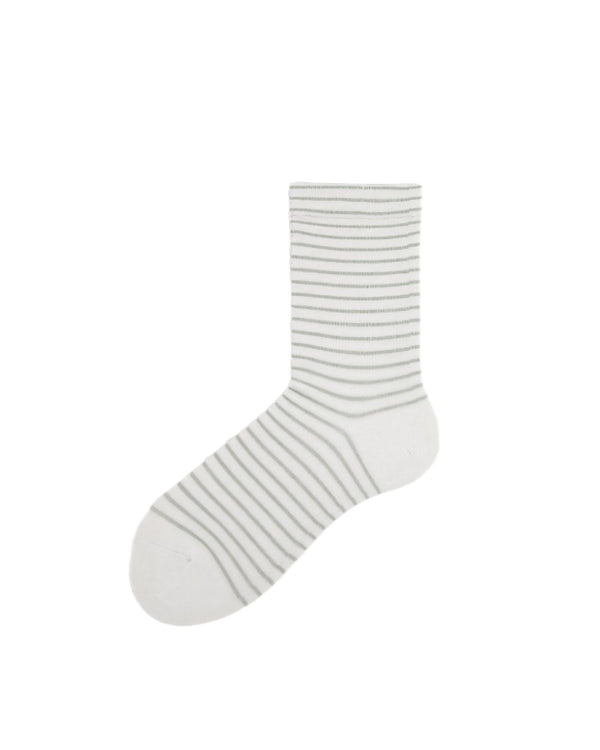 Womens Crew Socks Stripe Silk Blend Ribbed Casual Socks - SWEET NANA