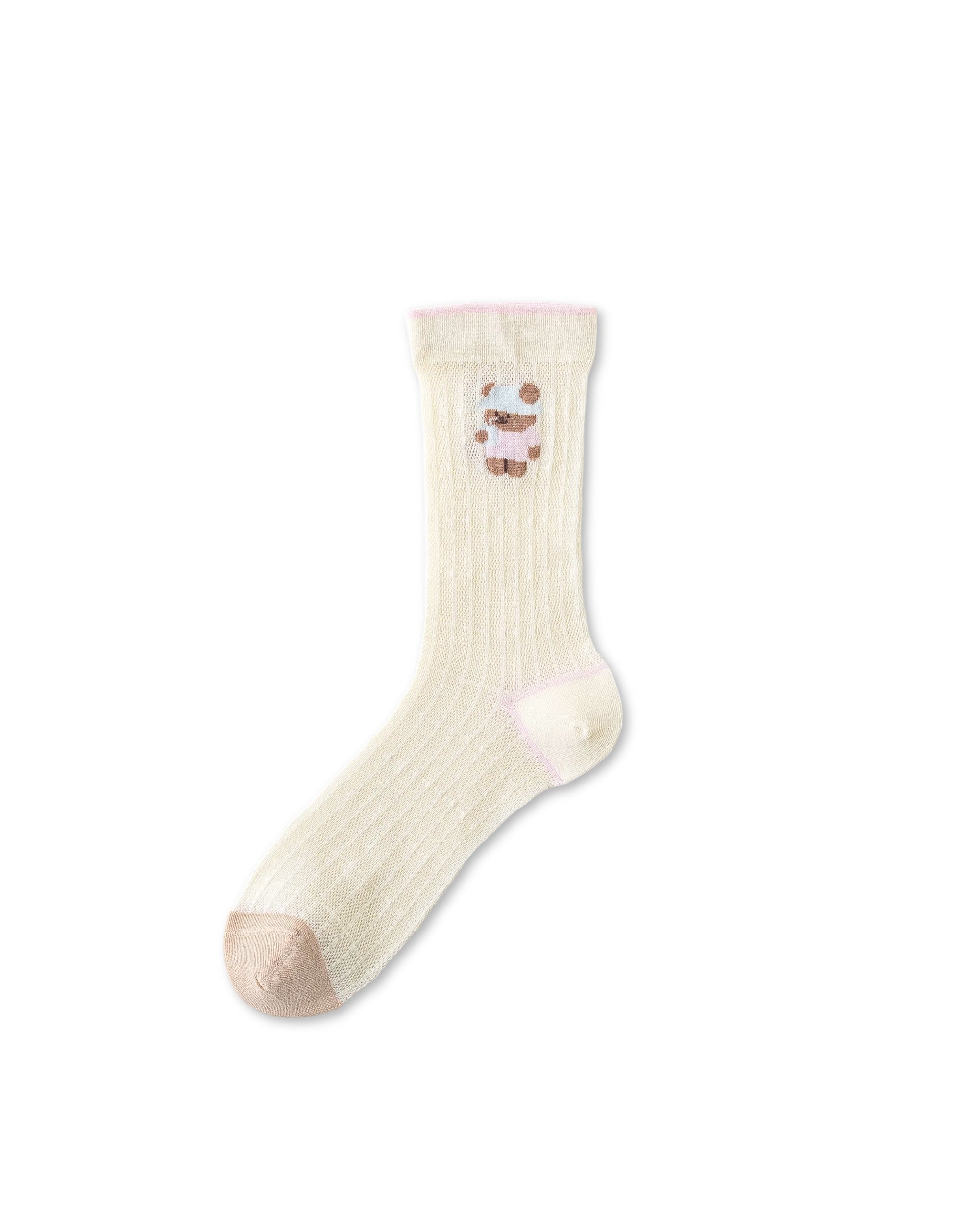 Womens Crew Socks Summer Bear Pattern Lightweight Casual Socks