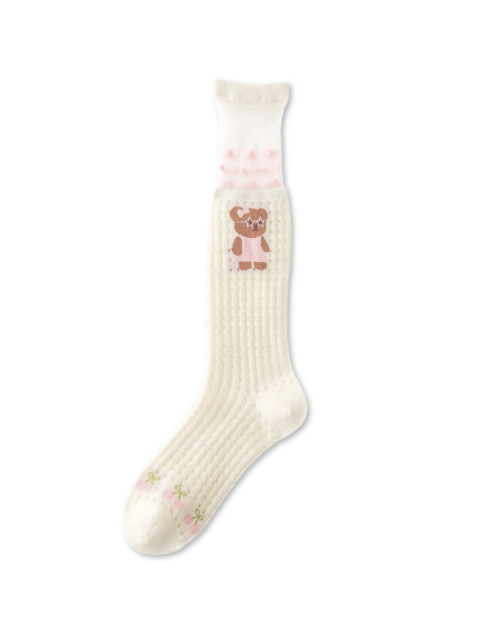 Womens Crew Socks Sunglasses Bear Stack Mesh Cute Sheer Socks - SWEET NANA