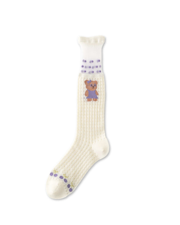 Womens Crew Socks Sunglasses Bear Stack Mesh Cute Sheer Socks - SWEET NANA