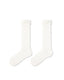 Womens Crew Socks White Lace Ruffle Mesh Ribbed Everyday Combed Cotton