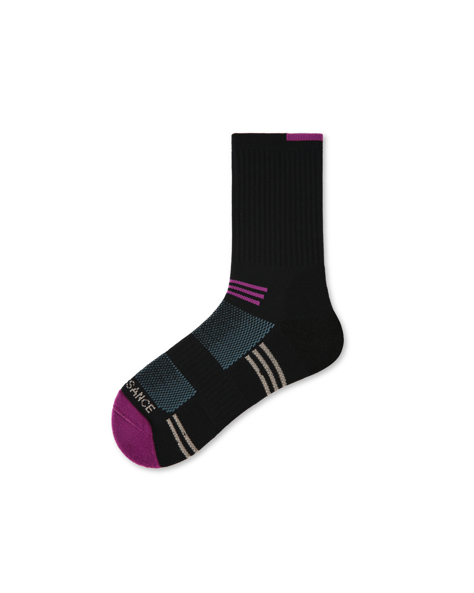 Womens Crew Thin Sports Compression Socks Cushioned Sole Black - SWEET NANA