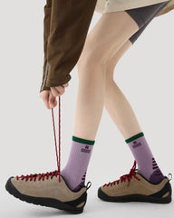 Womens Crew Thin Sports Compression Socks Green Trim Purple