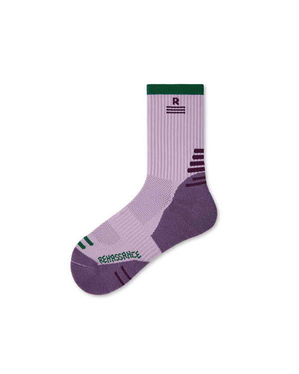 Womens Crew Thin Sports Compression Socks Green Trim Purple - SWEET NANA