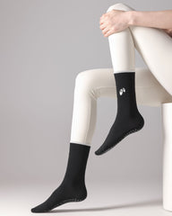 Womens Cute Eye Crew Yoga Socks Non Slip Combed Cotton Color Block