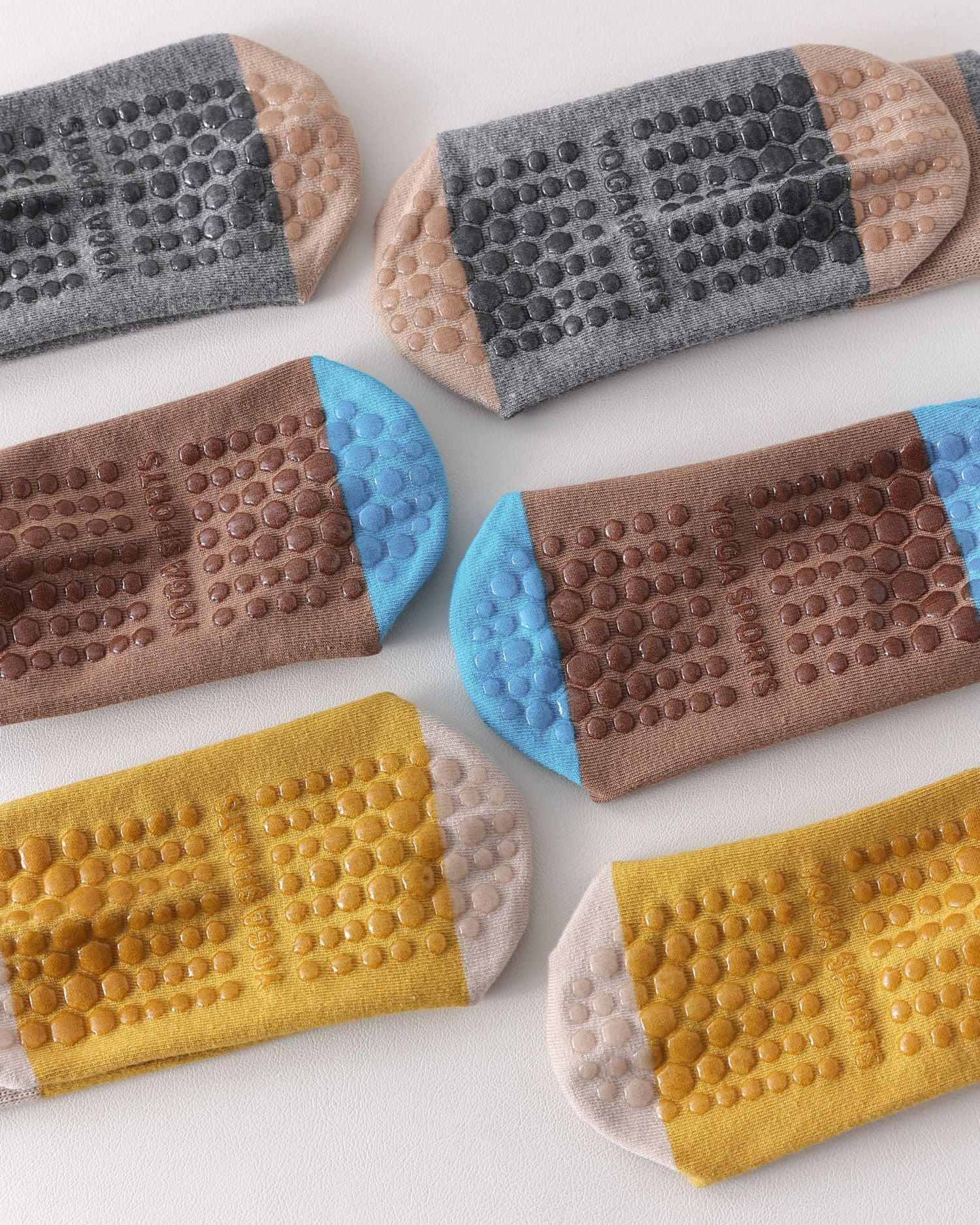 Womens Cute Eye Crew Yoga Socks Non Slip Combed Cotton Color Block