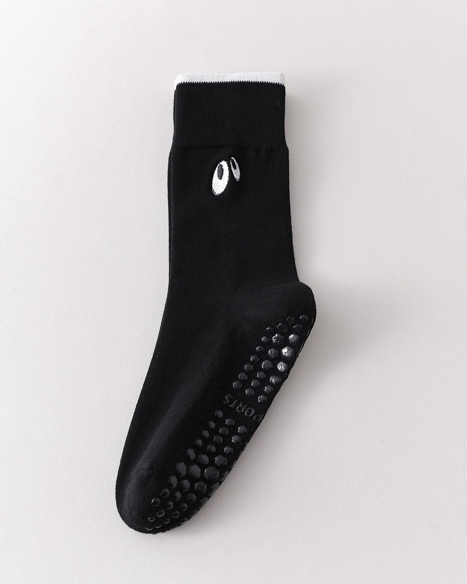 Womens Cute Eye Crew Yoga Socks Non Slip Combed Cotton Color Block