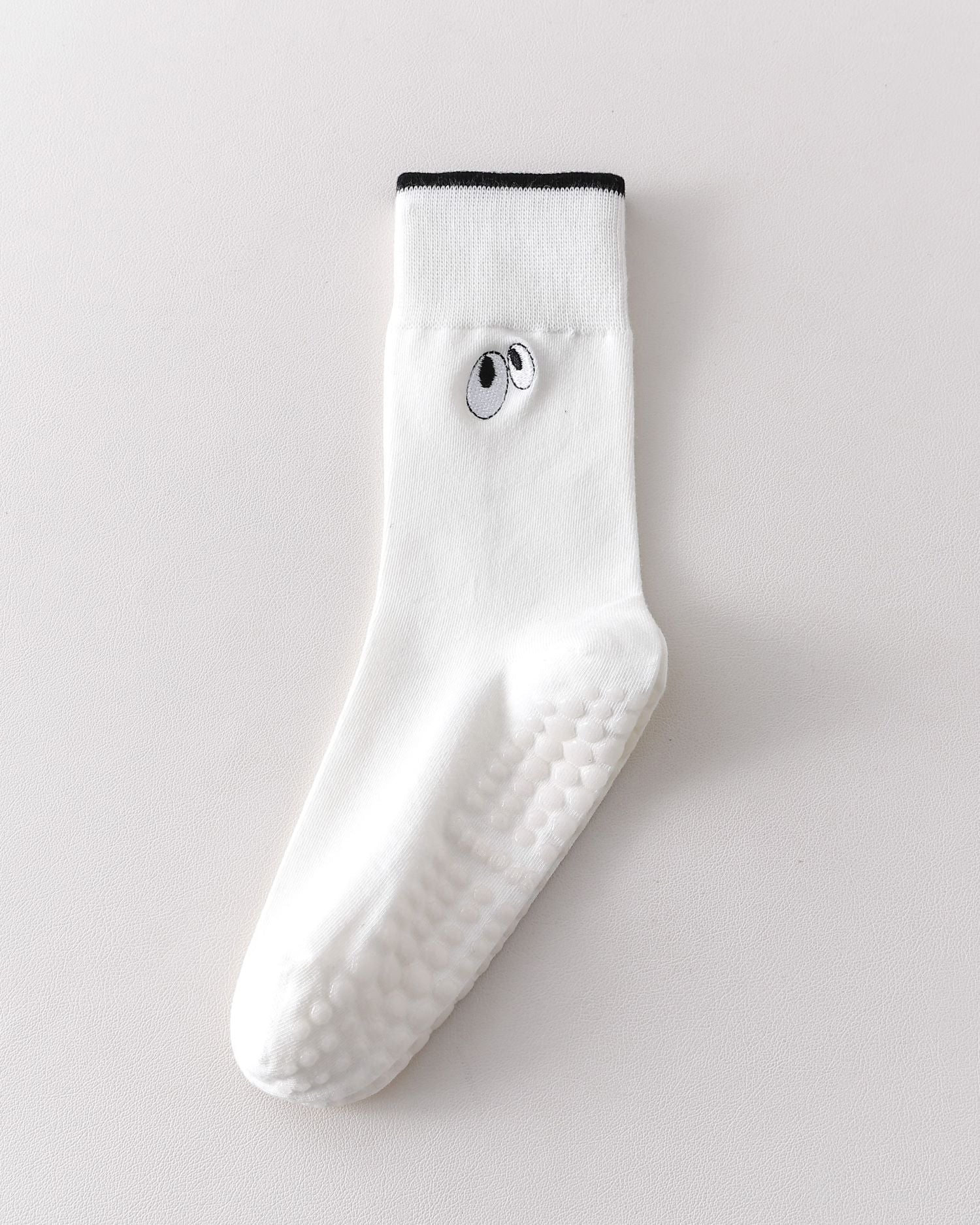 Womens Cute Eye Crew Yoga Socks Non Slip Combed Cotton Color Block
