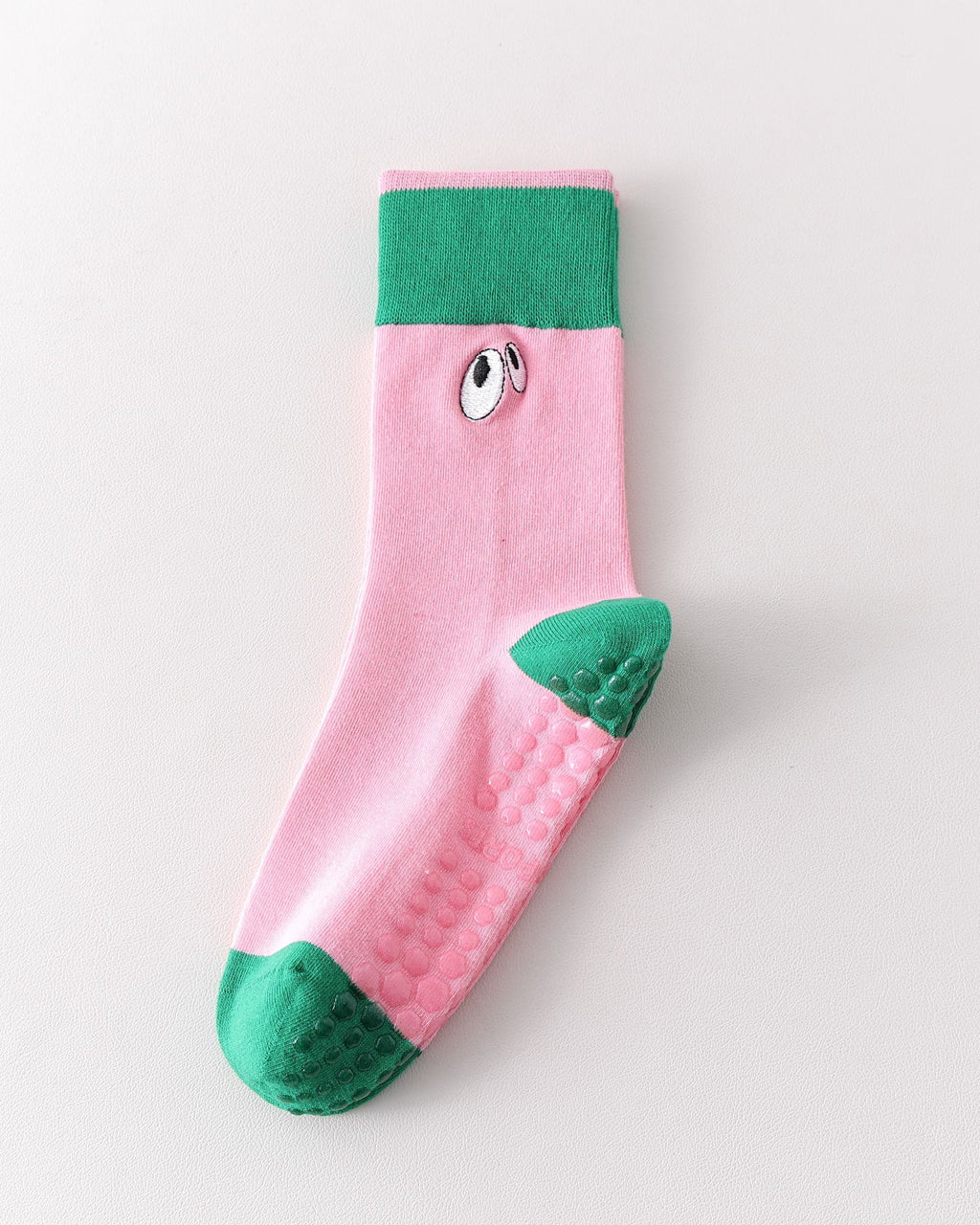 Womens Cute Eye Crew Yoga Socks Non Slip Combed Cotton Color Block - SWEET NANA