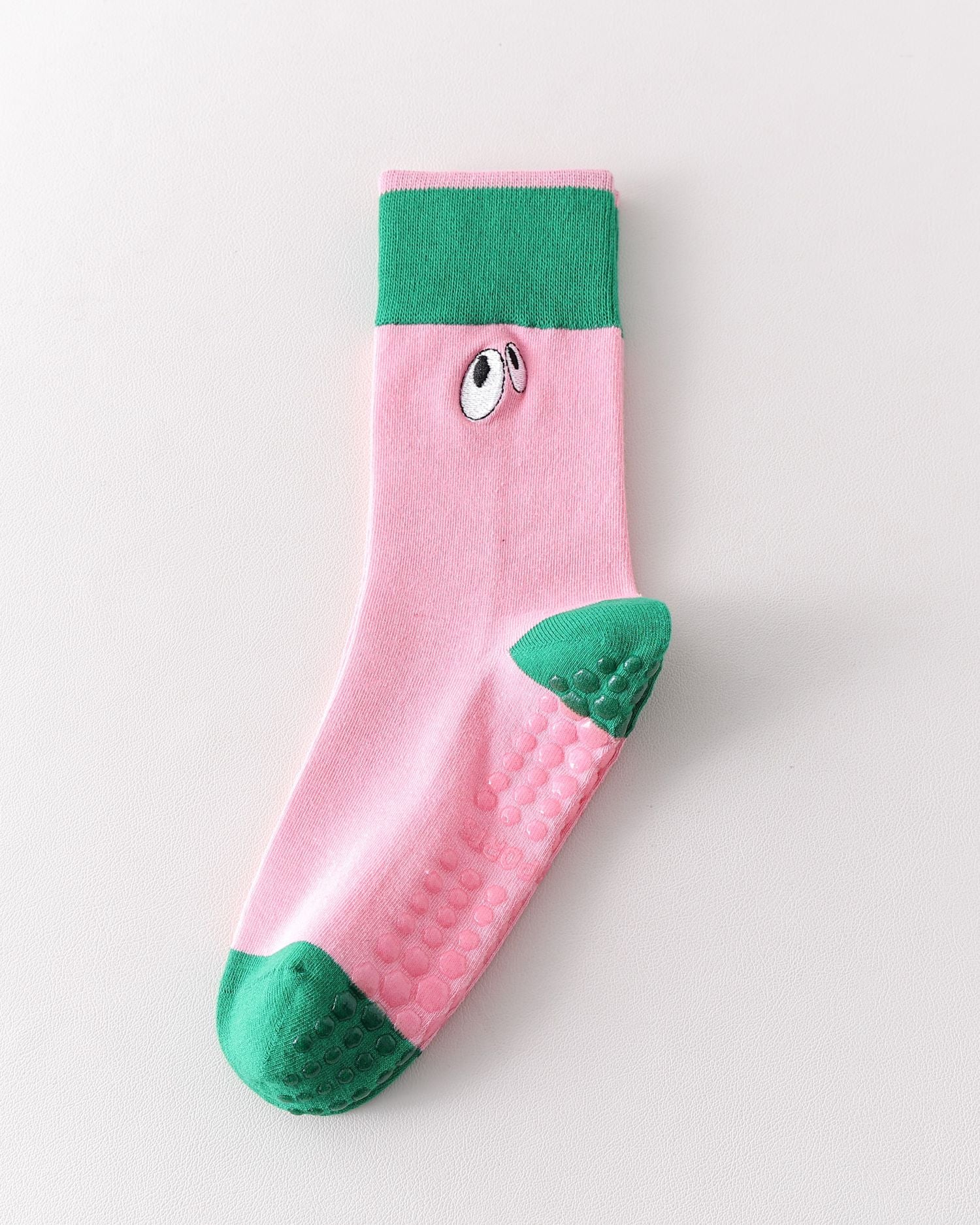 Womens Cute Eye Crew Yoga Socks Non Slip Combed Cotton Color Block - SWEET NANA