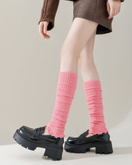 Womens Fashion Leg Warmers Ruffled Cuff Slim Look Thick Knit