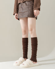 Womens Fashion Leg Warmers Thick Knit Ruffled Cuff Slim Look
