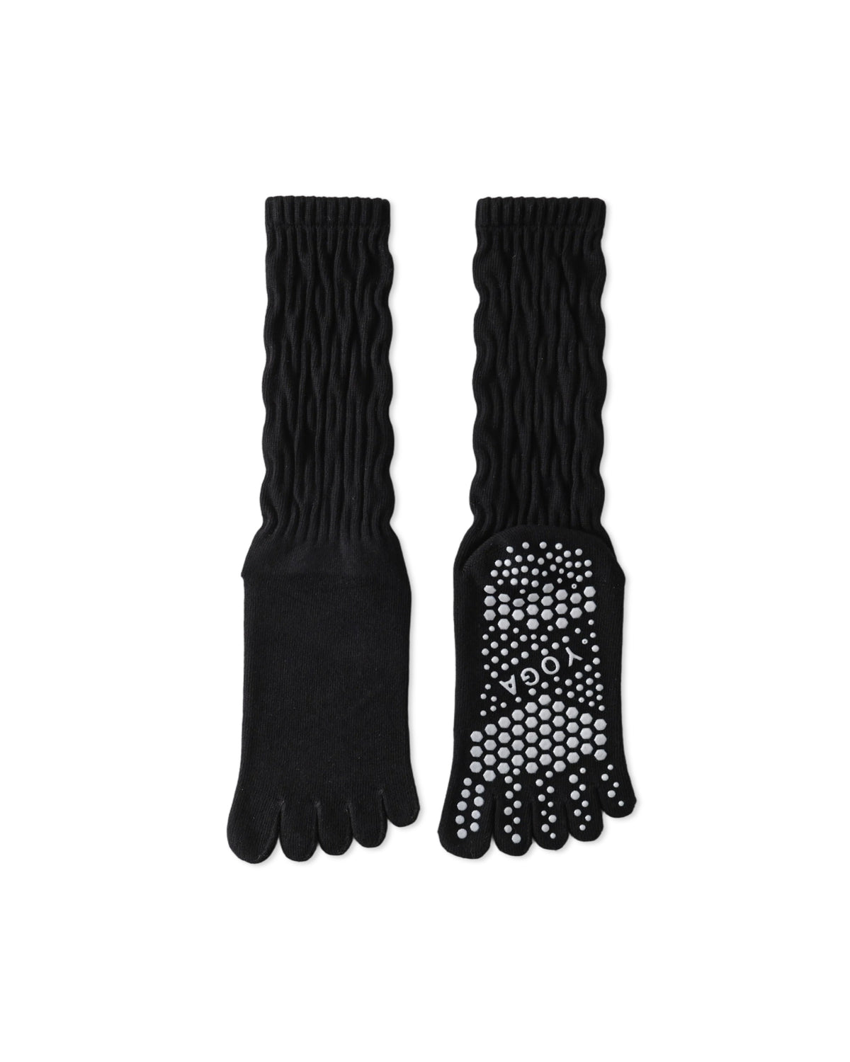 Womens Five Toe Socks Yoga Grip Non Slip Ribbed Slouchy Combed Cotton