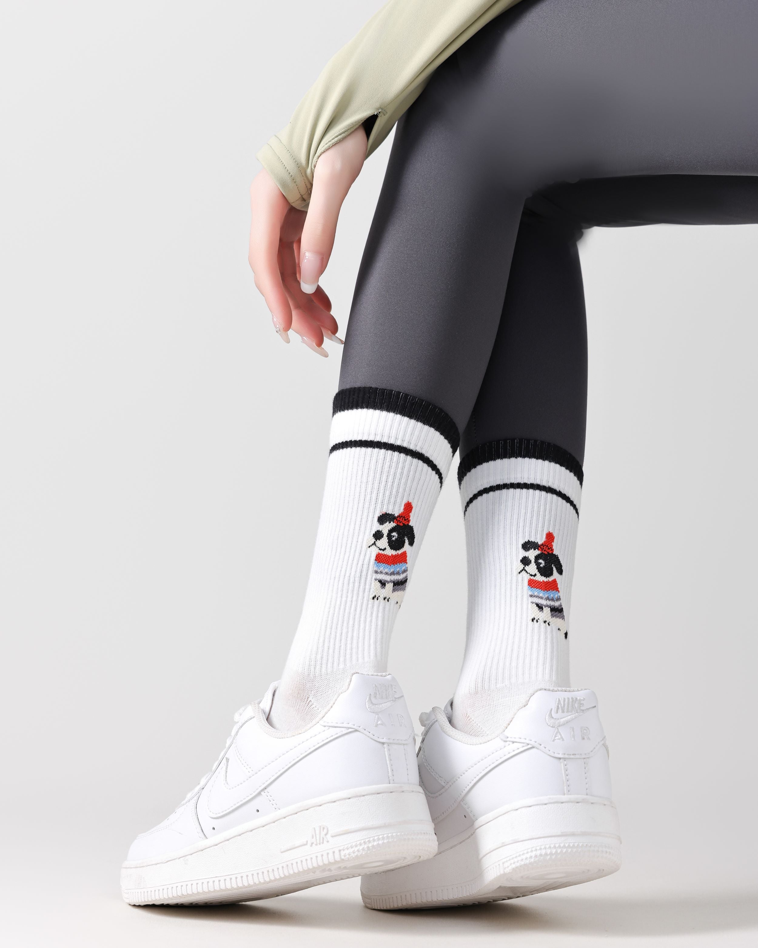 Womens Five Toe Yoga Crew Socks Compression Non Slip Combed Cotton - SWEET NANA Main image