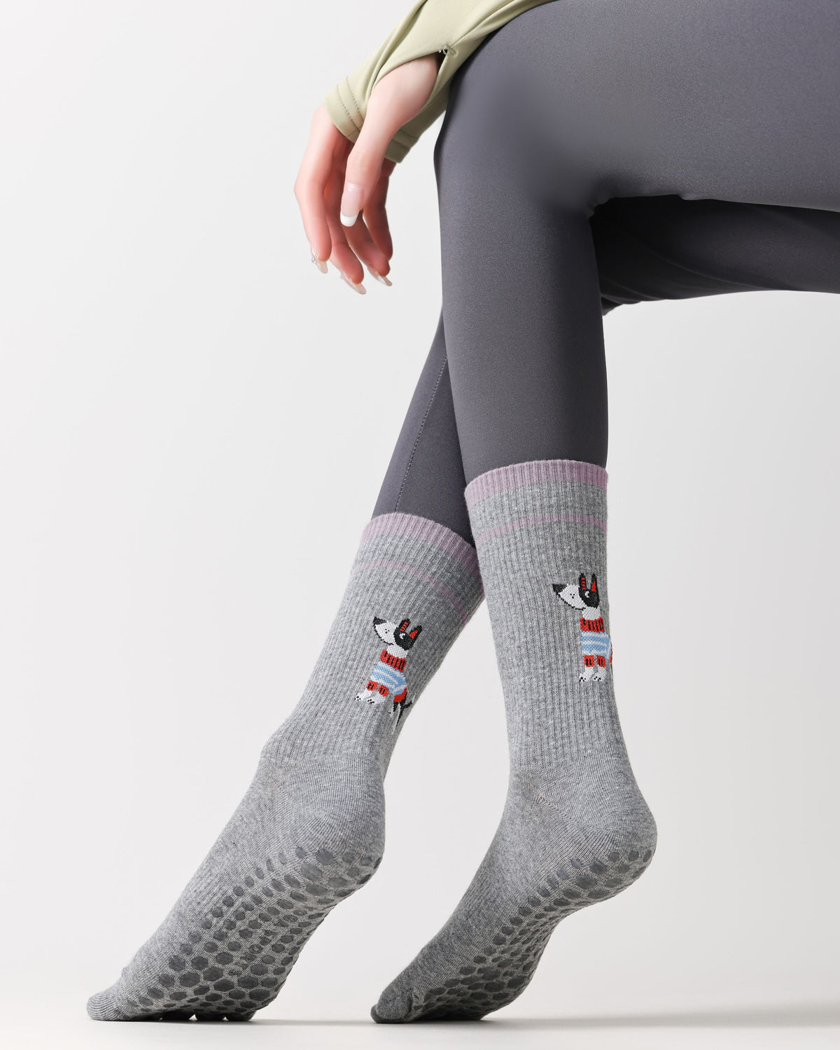 Womens Five Toe Yoga Crew Socks Compression Non Slip Combed Cotton