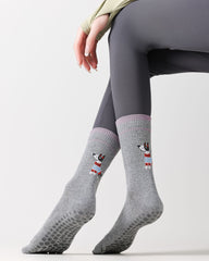 Womens Five Toe Yoga Crew Socks Compression Non Slip Combed Cotton