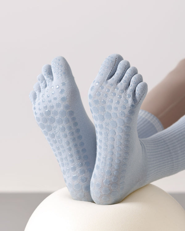 Womens Five Toe Yoga Socks Embroidered Non Slip Grip Breathable - SWEET NANA