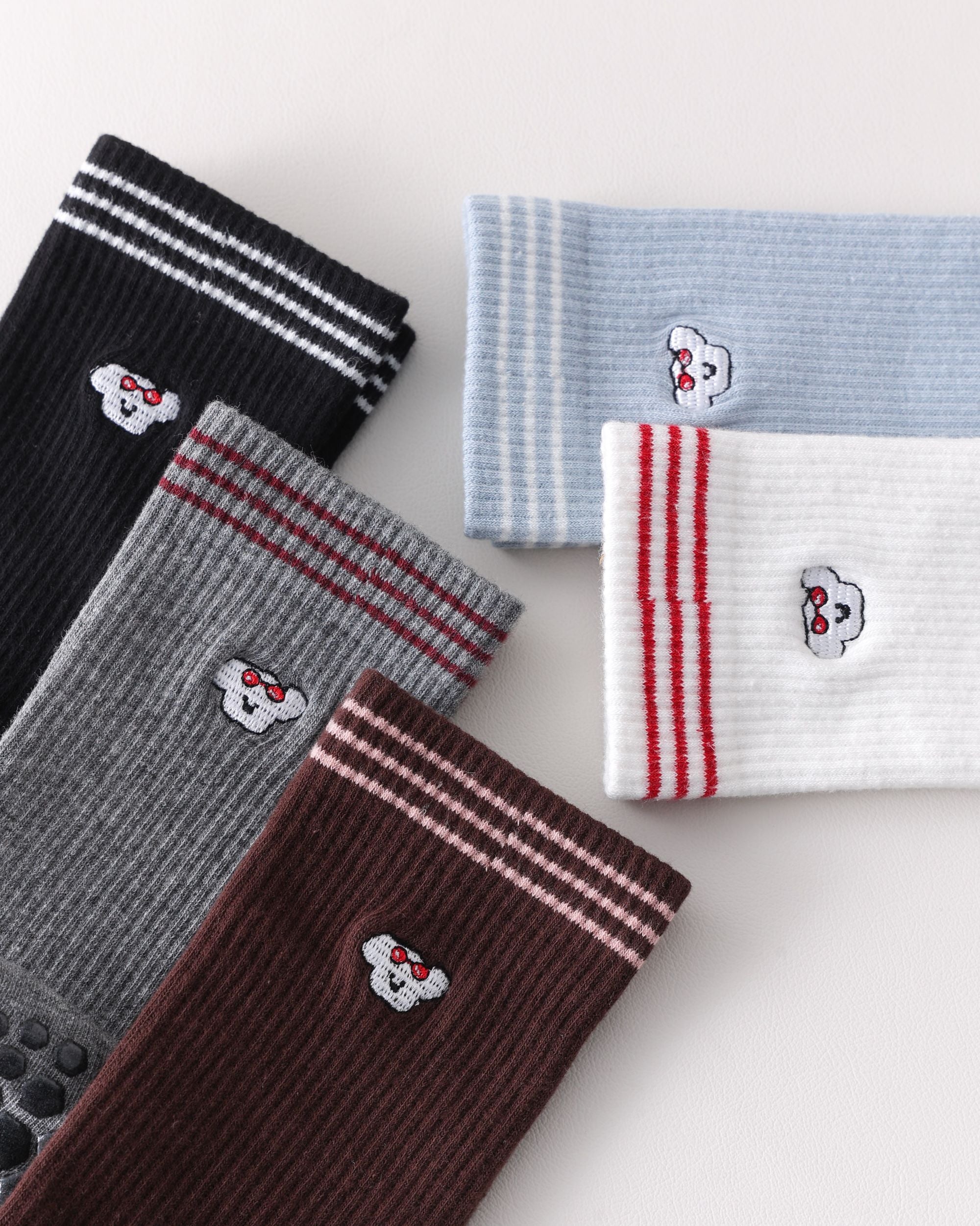 Womens Five Toe Yoga Socks Embroidered Non Slip Grip Breathable