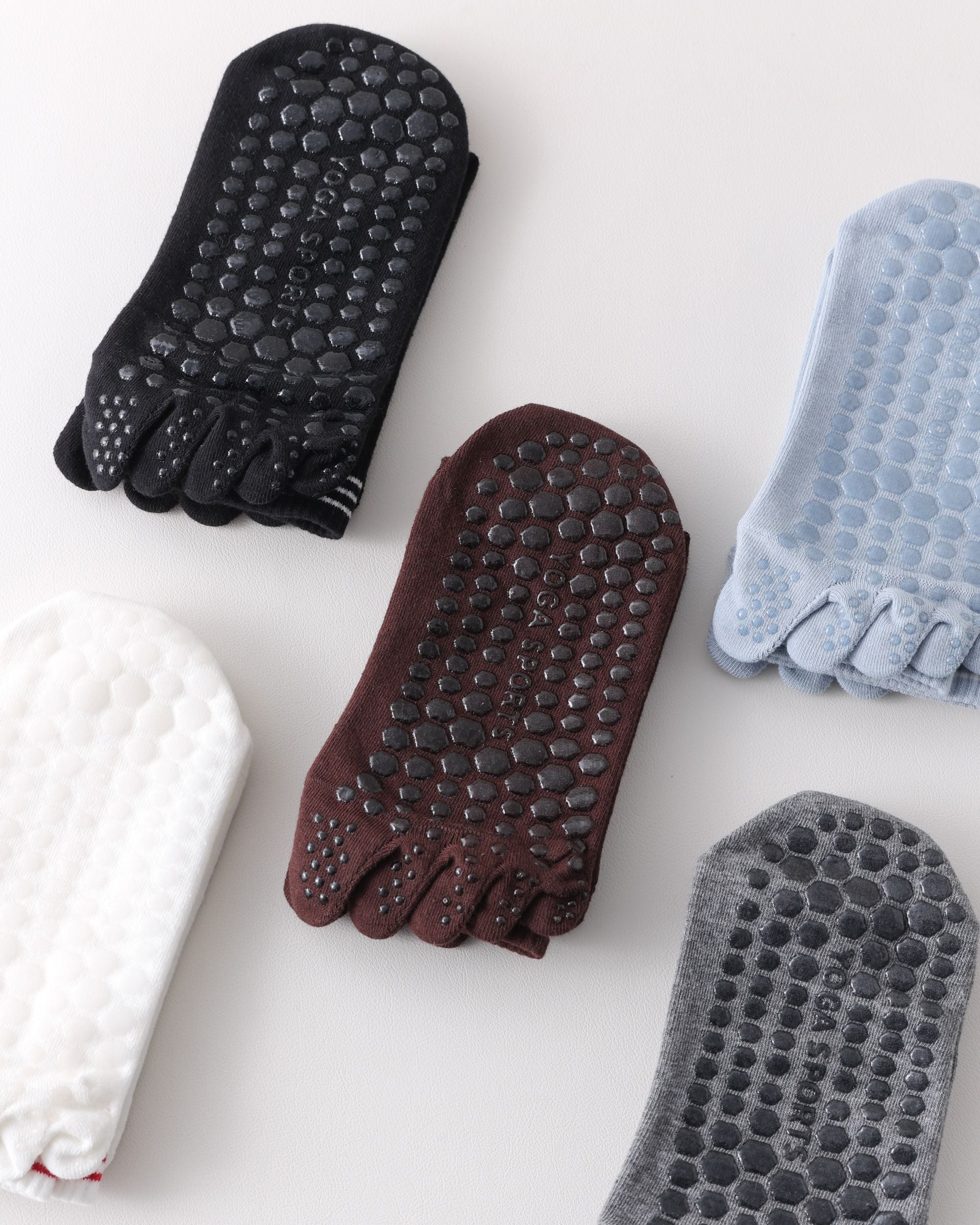 Womens Five Toe Yoga Socks Embroidered Non Slip Grip Breathable