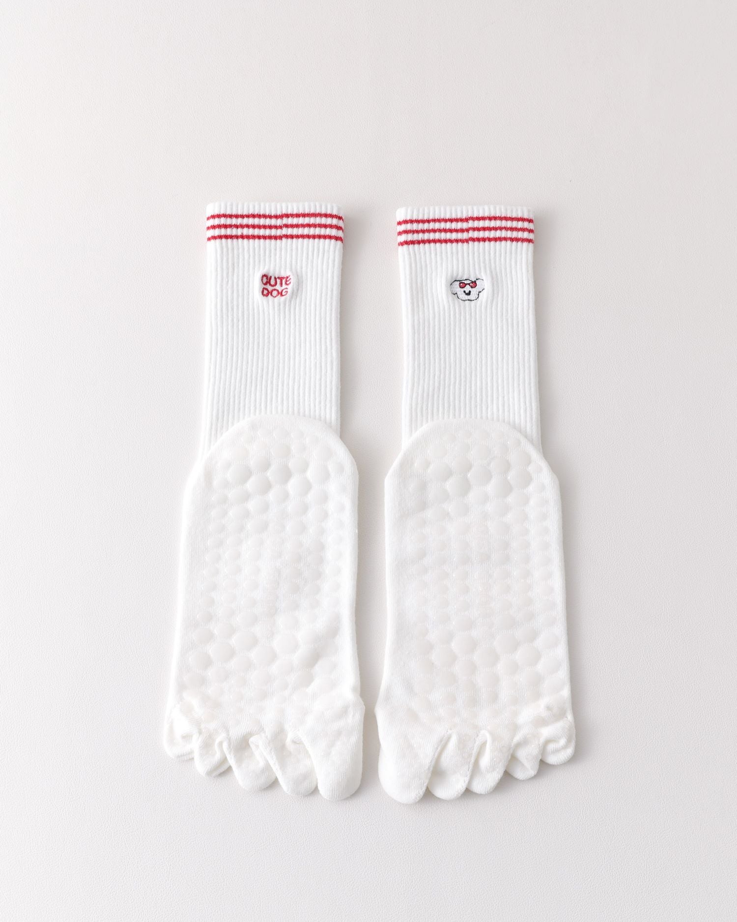 Womens Five Toe Yoga Socks Embroidered Non Slip Grip Breathable