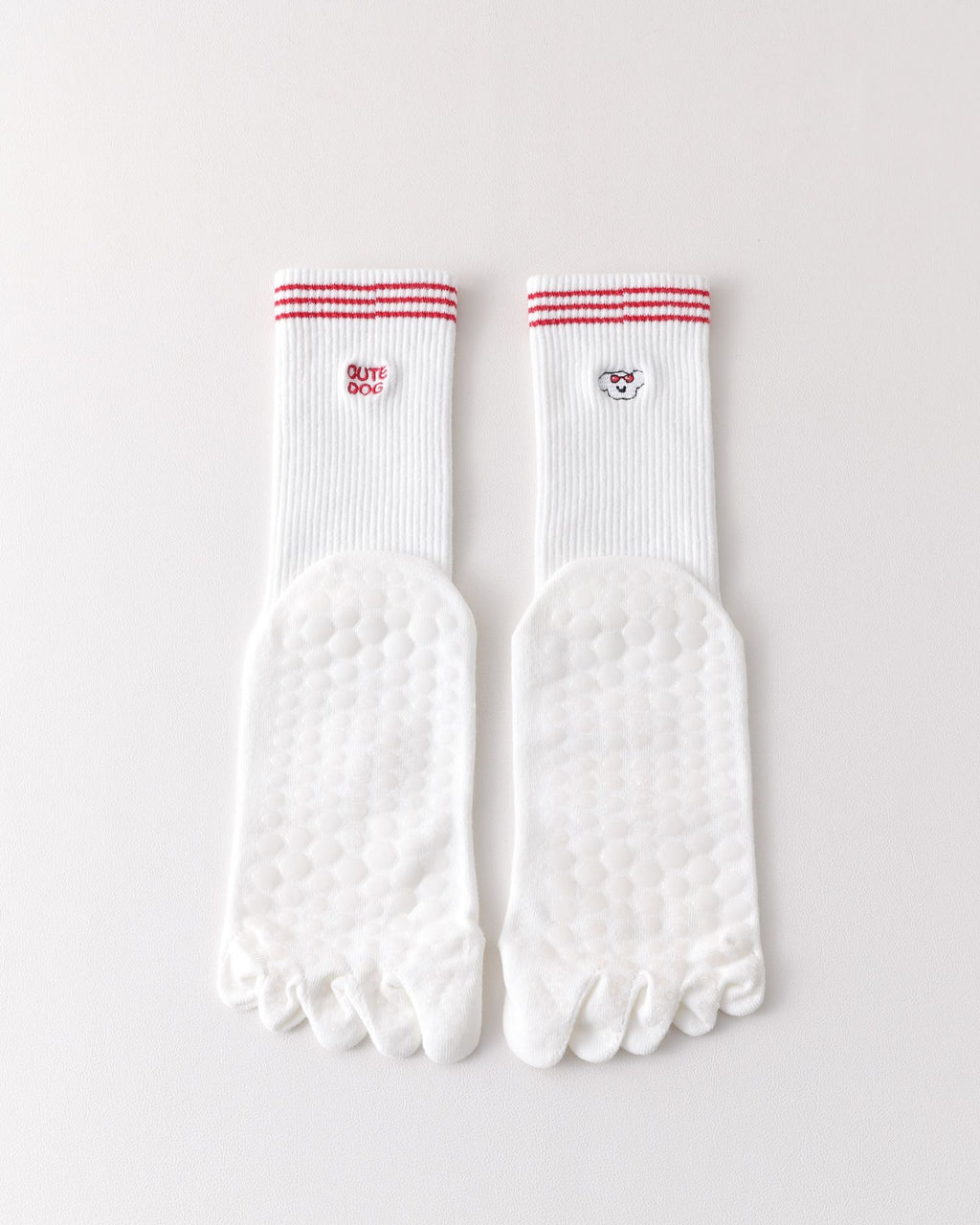 Womens Five Toe Yoga Socks Embroidered Non Slip Grip Breathable - SWEET NANA