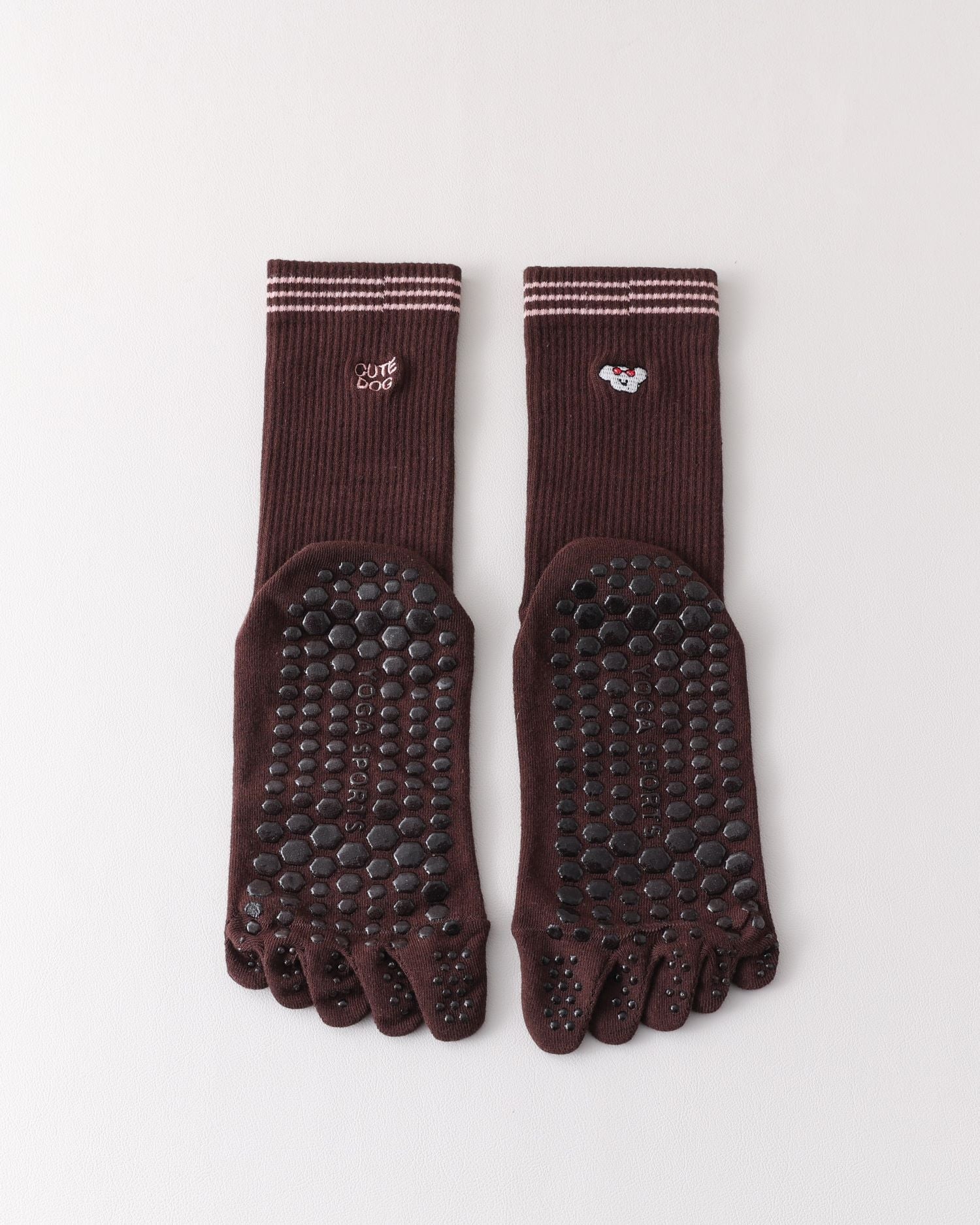 Womens Five Toe Yoga Socks Embroidered Non Slip Grip Breathable