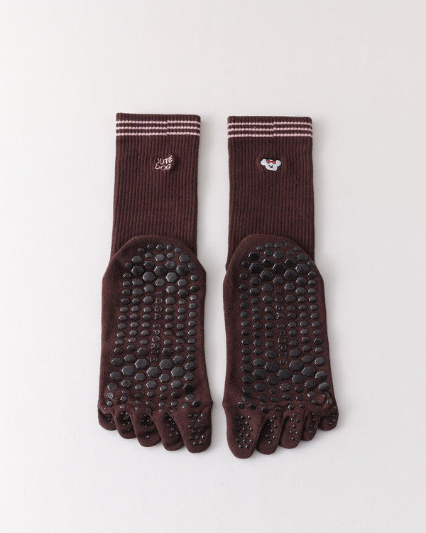 Womens Five Toe Yoga Socks Embroidered Non Slip Grip Breathable - SWEET NANA