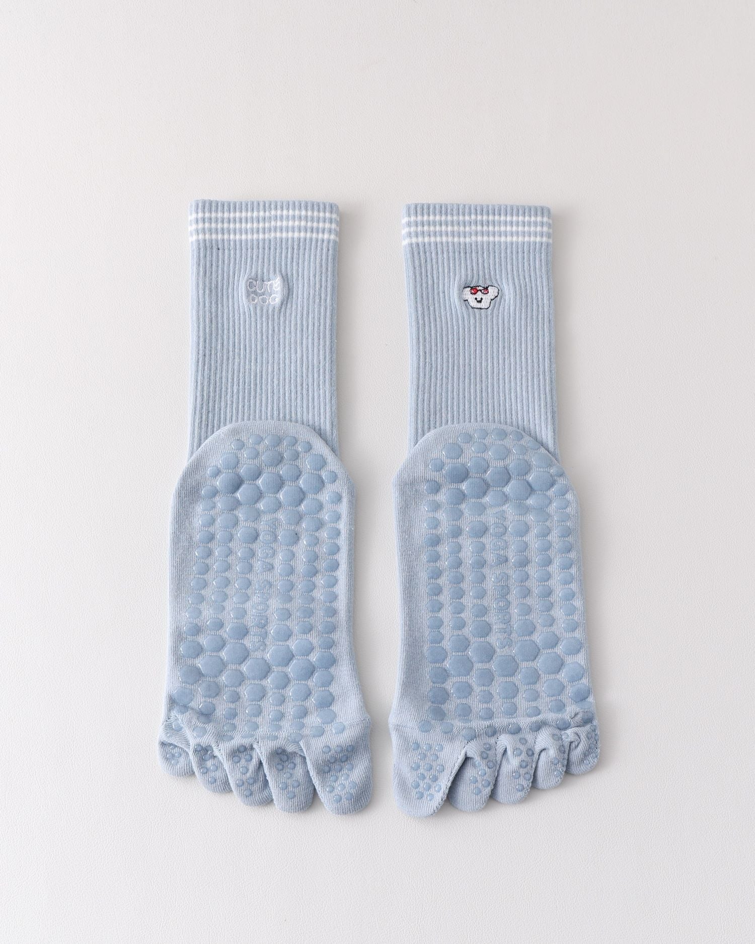 Womens Five Toe Yoga Socks Embroidered Non Slip Grip Breathable