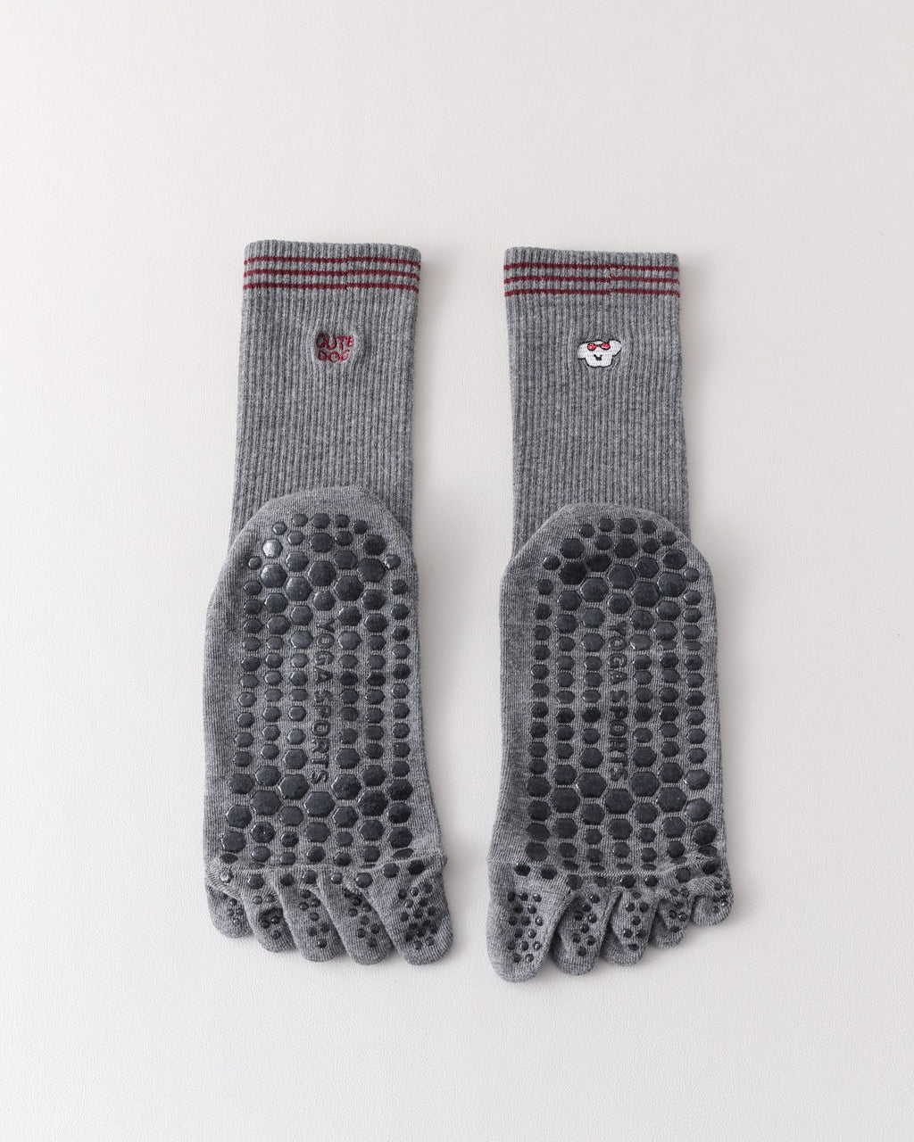 Womens Five Toe Yoga Socks Embroidered Non Slip Grip Breathable - SWEET NANA