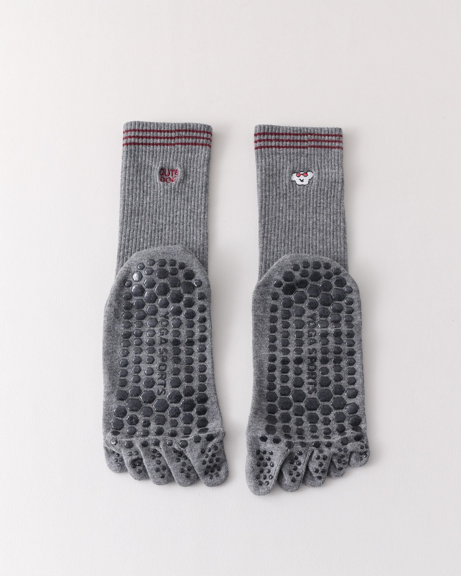 Womens Five Toe Yoga Socks Embroidered Non Slip Grip Breathable - SWEET NANA