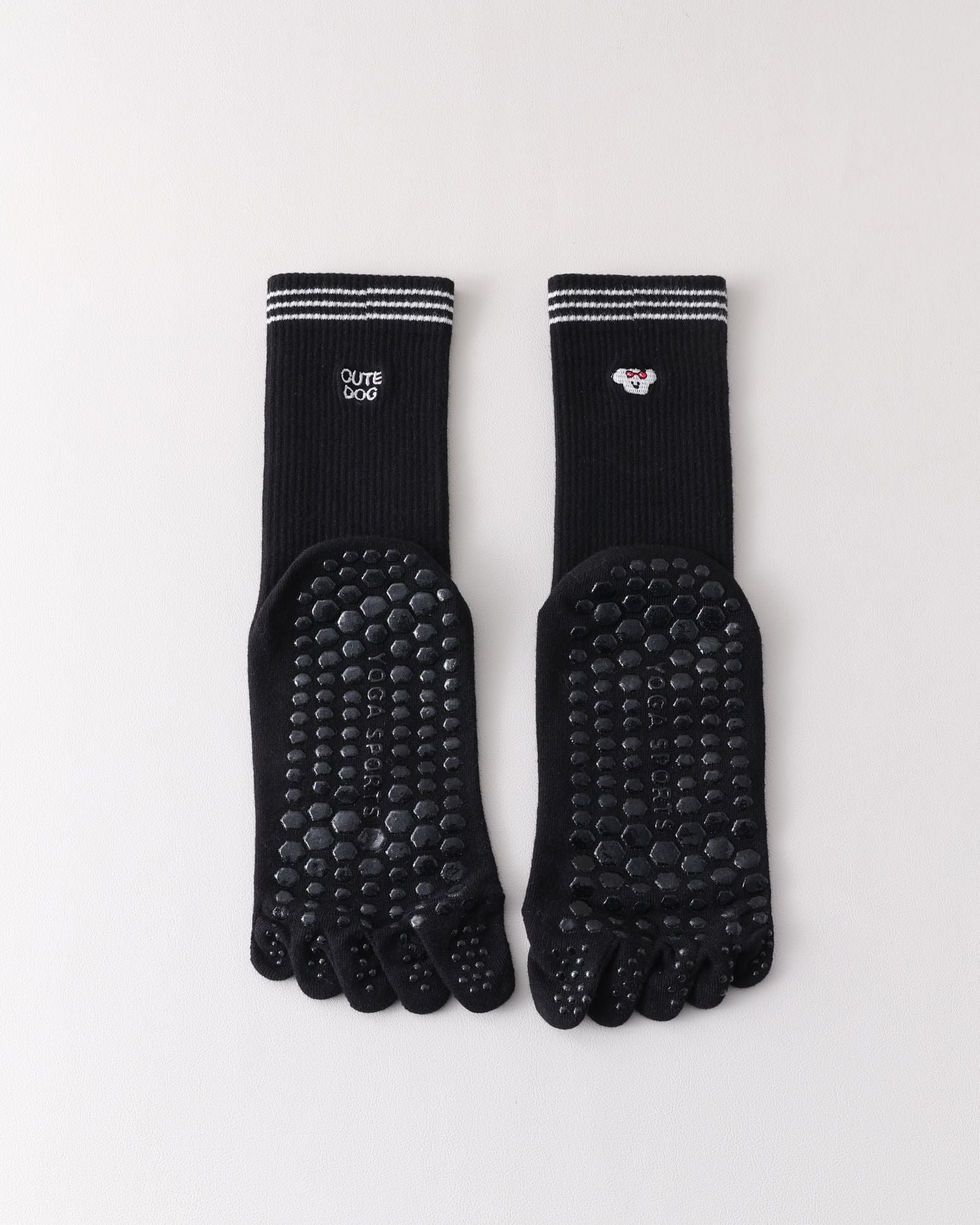 Womens Five Toe Yoga Socks Embroidered Non Slip Grip Breathable