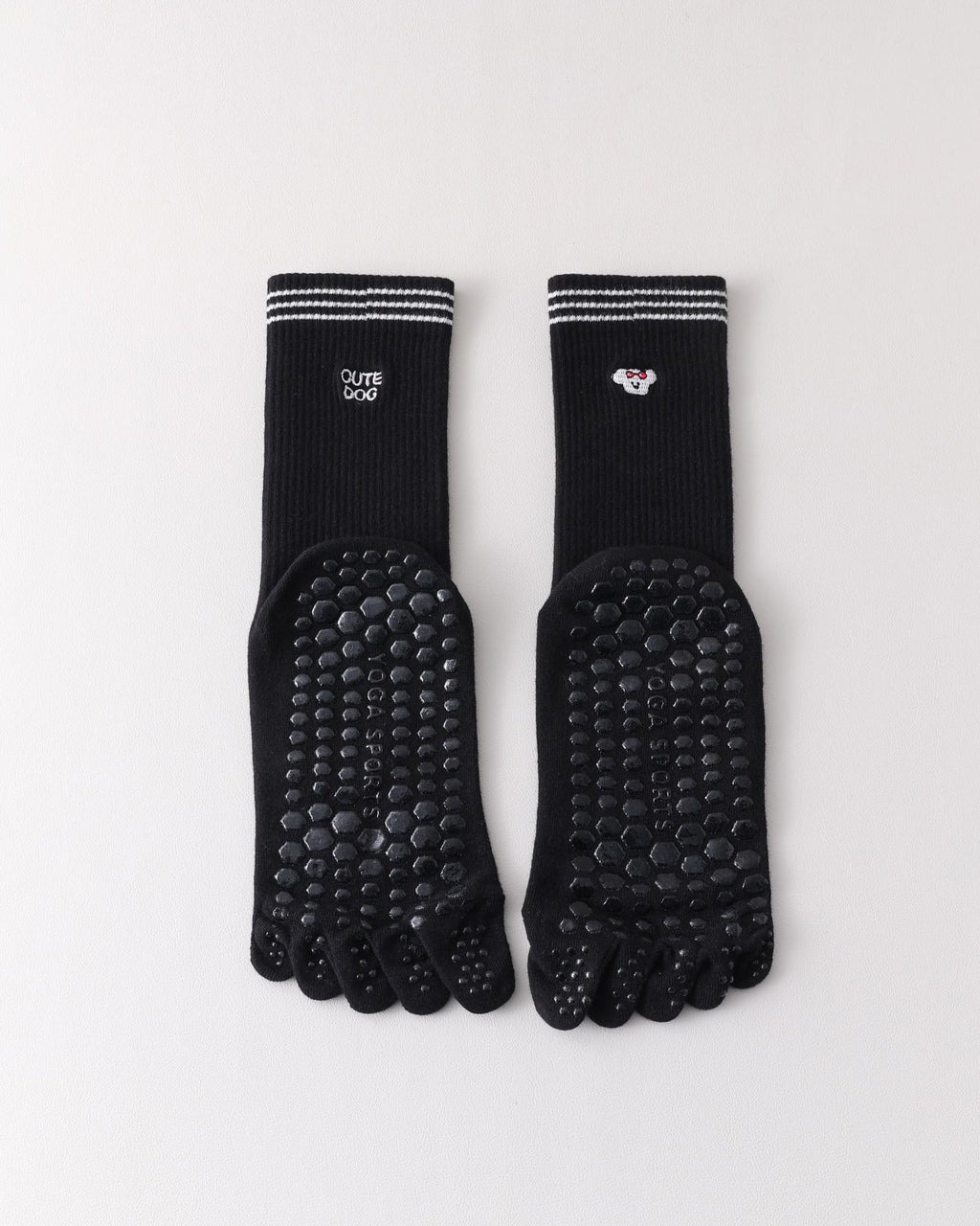 Womens Five Toe Yoga Socks Embroidered Non Slip Grip Breathable - SWEET NANA