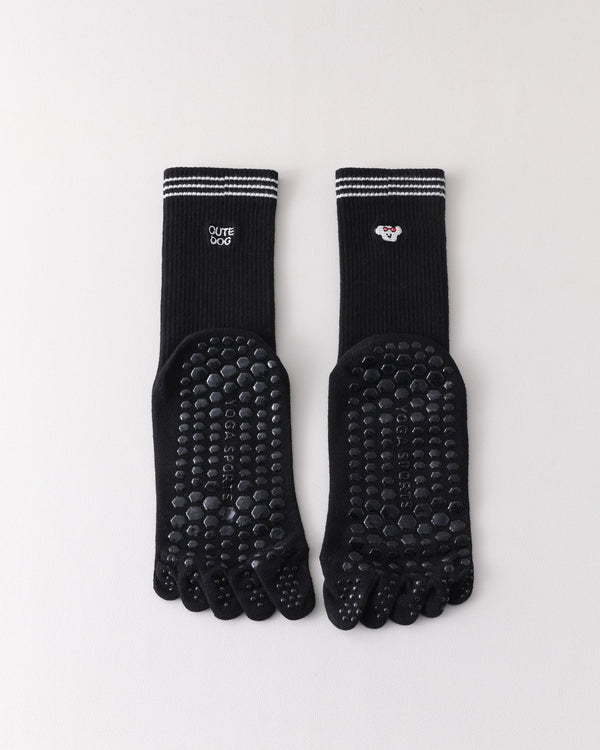 Womens Five Toe Yoga Socks Embroidered Non Slip Grip Breathable - SWEET NANA