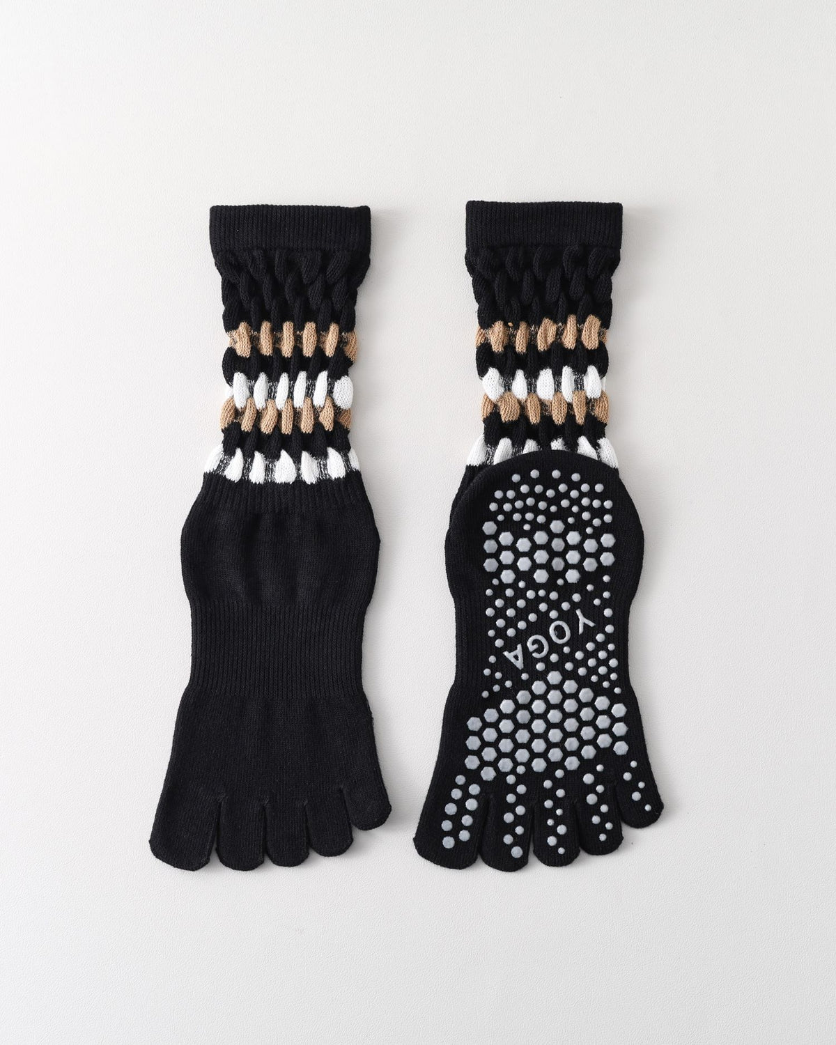 Womens Five Toe Yoga Socks Non Slip Grip Breathable Crew