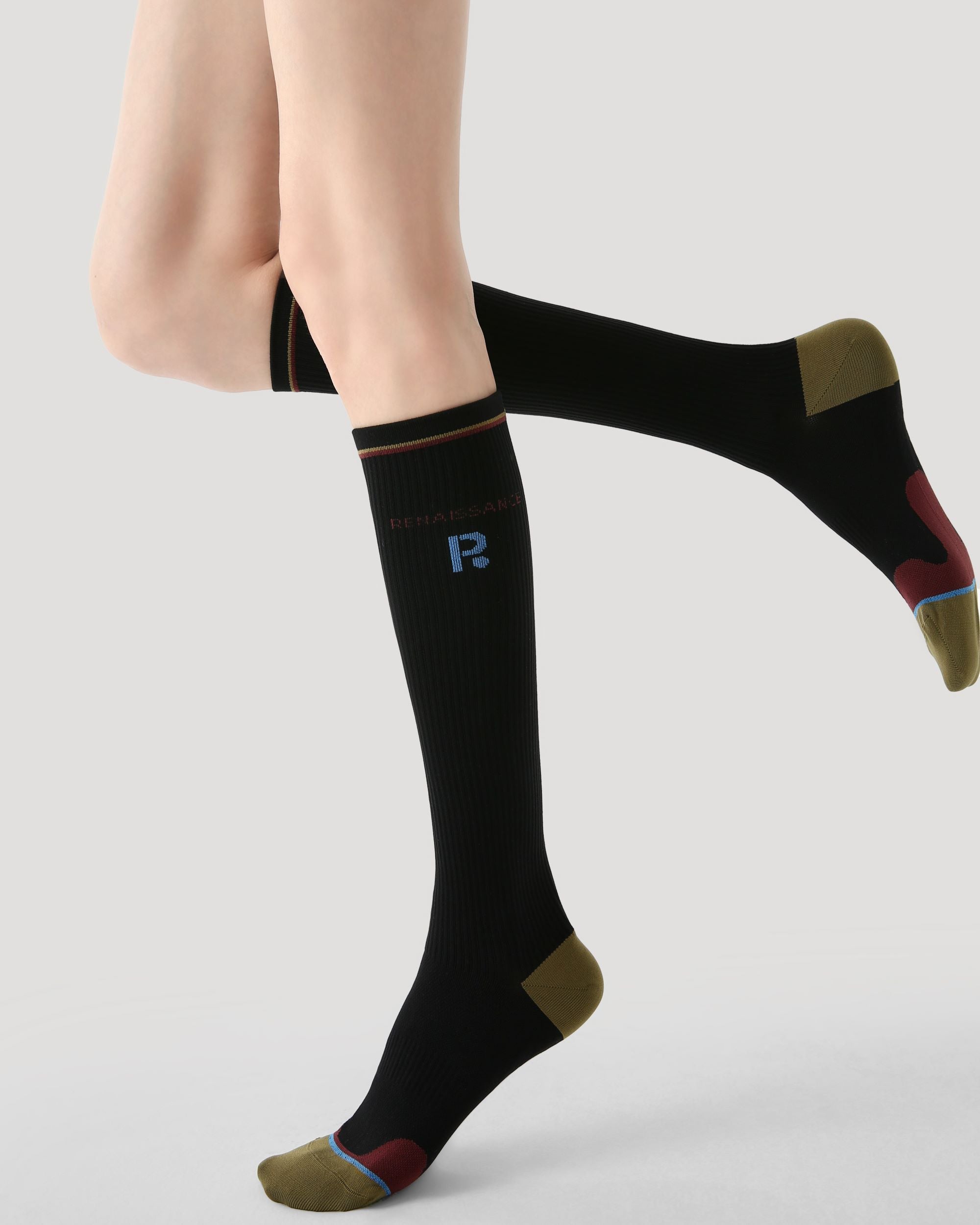 Womens Knee High Micro Pressure Sports Compression Thin Socks Black Secondary image