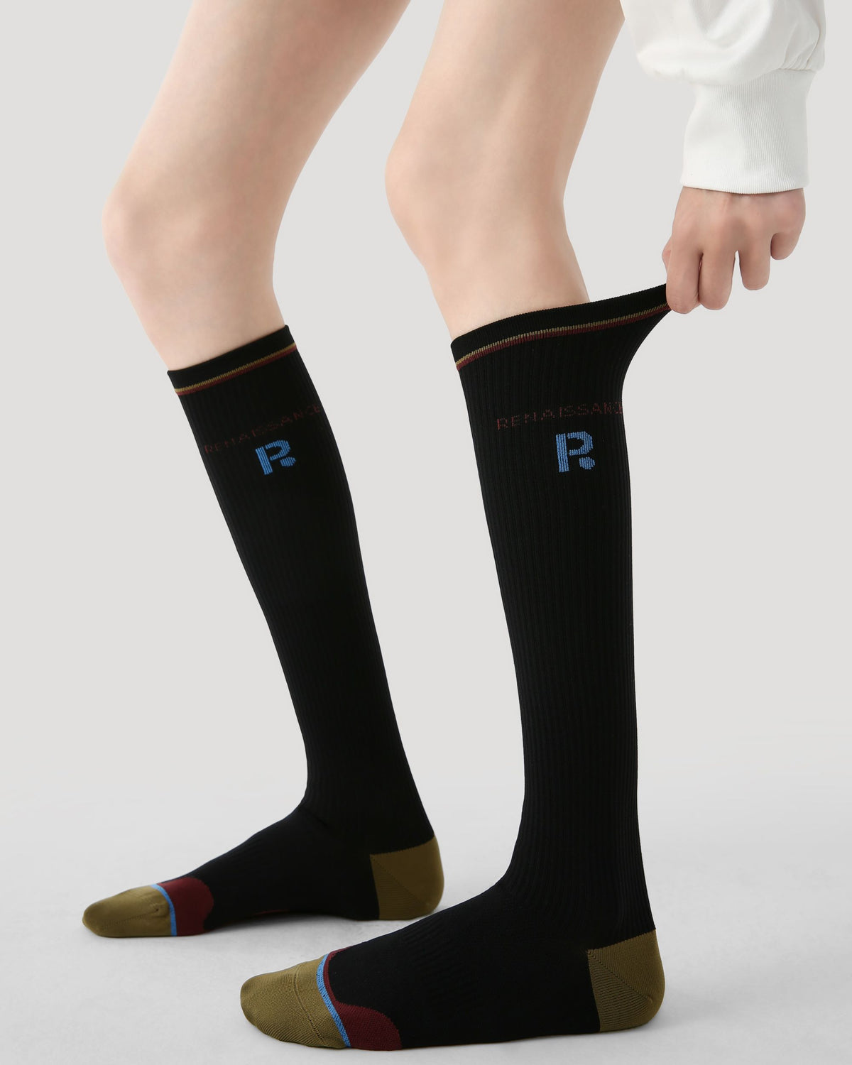 Womens Knee High Micro Pressure Sports Compression Thin Socks Black